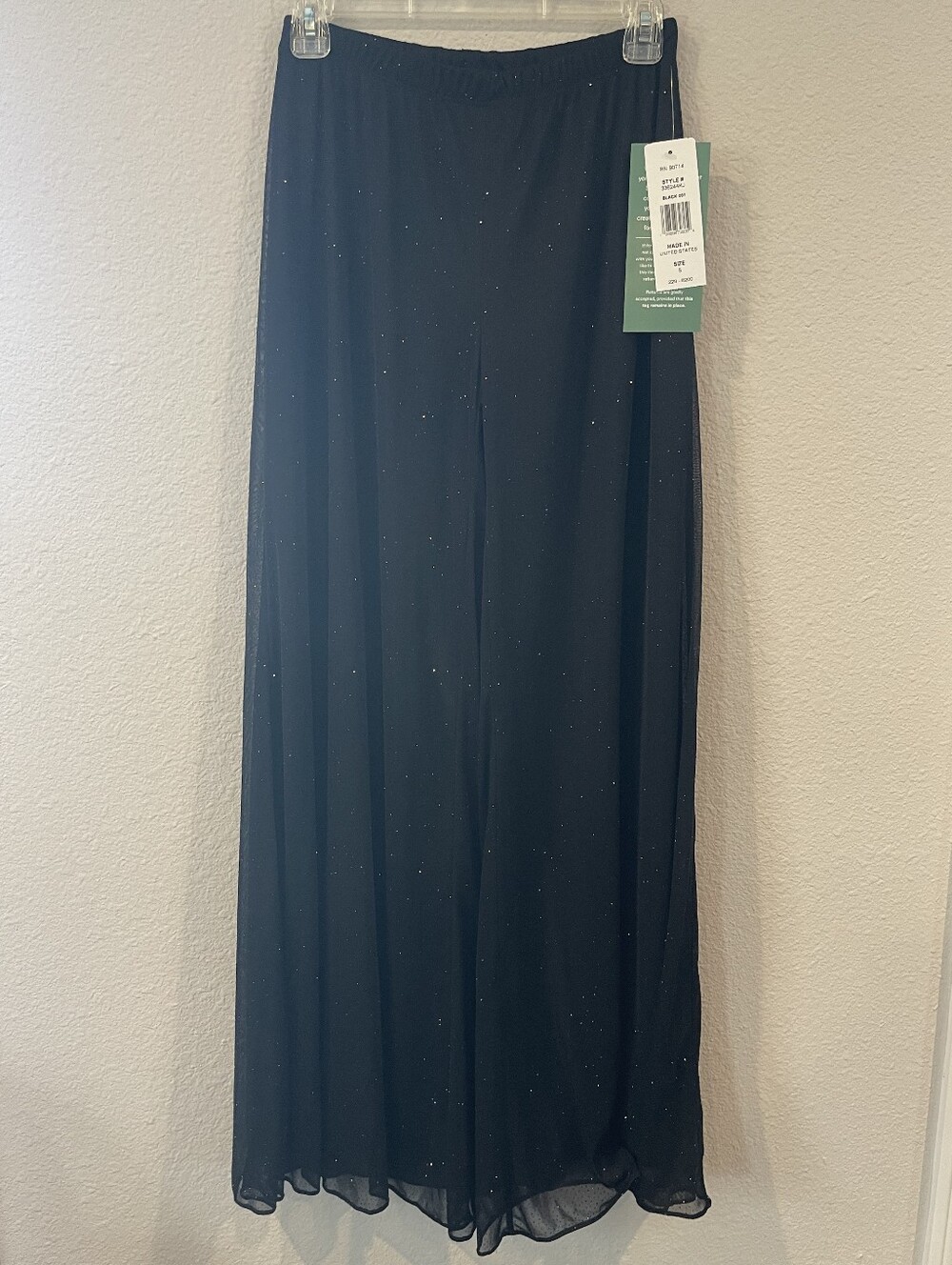 NWT MSK Womens Classic Black Sparkle Wide Leg Flowy Pull On Pants Size Small